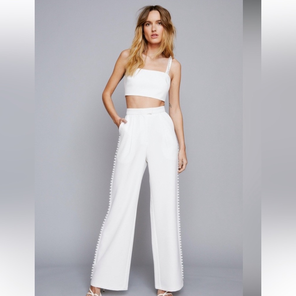 Pearl Trim Tailored Two-Piece Set